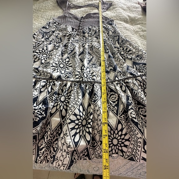 Free People Coastline Crochet Yoke Babydoll Dress Size 4 Gray Navy blue - Picture 2 of 13